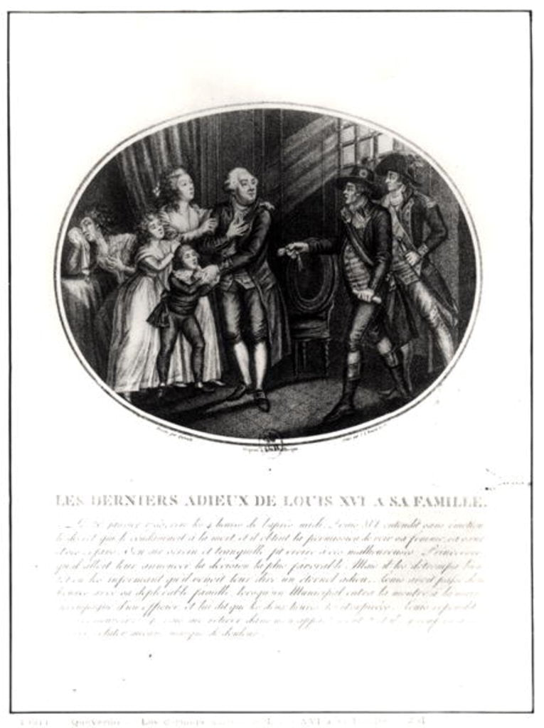 Detail of The Last Goodbyes of Louis XVI to his Family, 20th January 1793 by Francois Maria Isidore Queverdo