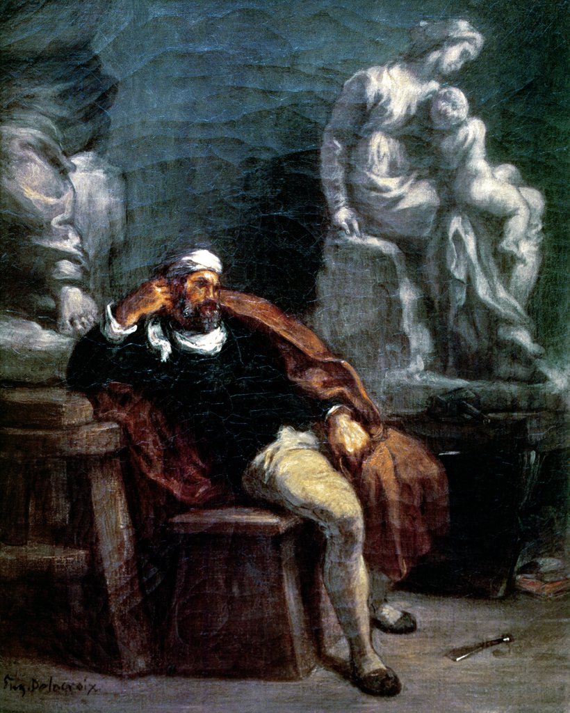Detail of Michelangelo in his Studio by Ferdinand Victor Eugene Delacroix