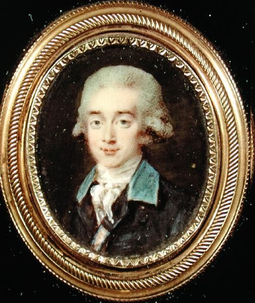 Detail of Portrait miniature of Count Hans Axel von Fersen, 18th century by Noel Halle