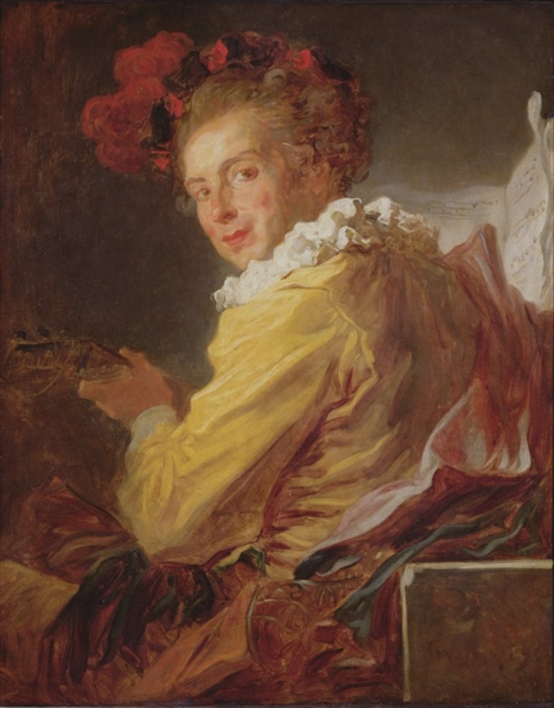 Detail of Music, a portrait of Monsieur de la Breteche, brother of the Abbot of Saint-Non, 1769 by Jean-Honore Fragonard