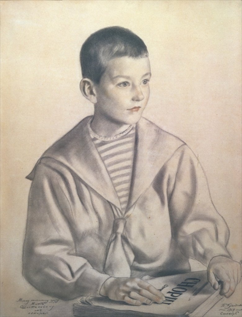 Detail of Portrait of Dmitri Dmitrievich Shostakovich as a Child, 1919 by Boris Mikhailovich Kustodiev