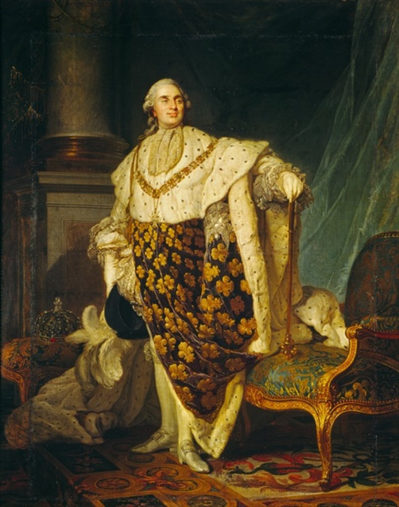 Detail of Louis XVI, King of France in Coronation Robes, 1777 by Joseph Siffred Duplessis