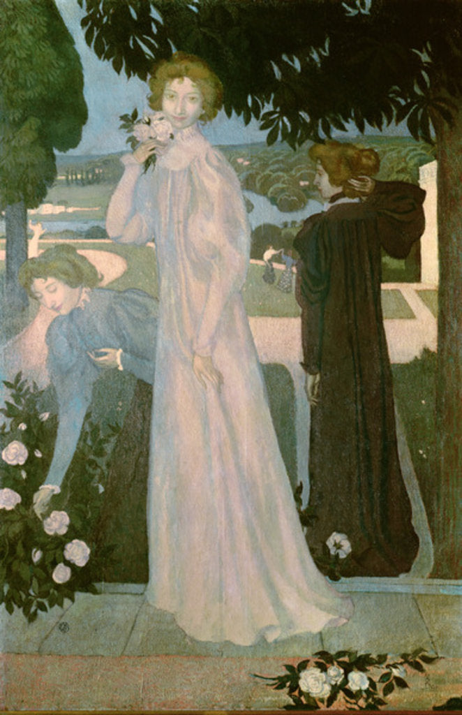 Detail of Portrait of Mademoiselle Yvonne Lerolle in Three Poses, 1897 by Maurice Denis