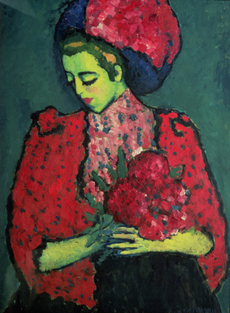 Detail of Young Girl with Peonies, 1909 by Alexej von Jawlensky