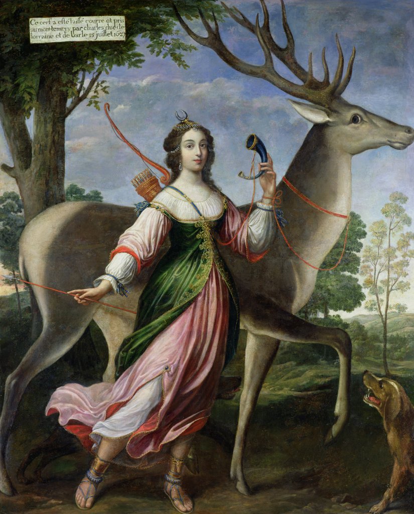 Detail of Marie de Rohan-Montbazon Duchess of Chevreuse as Diana the Huntress by Claude Deruet