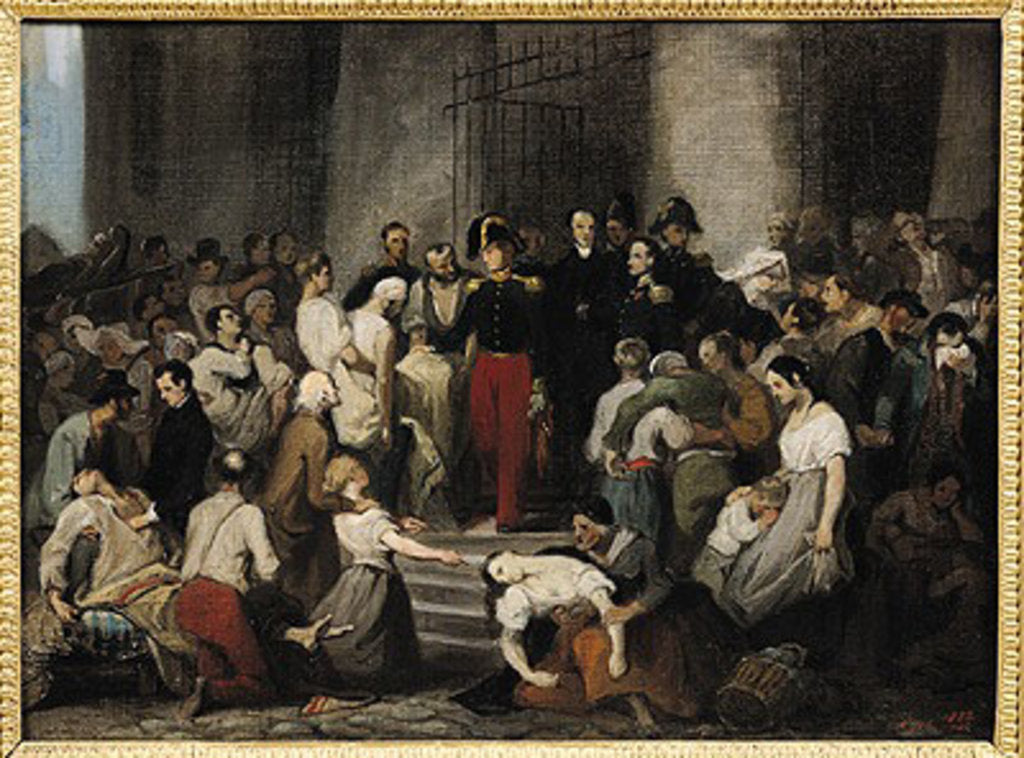 Detail of The Duke of Orleans Visiting the Sick at l'Hotel-Dieu During the Cholera Epidemic in 1832 by Alfred Johannot