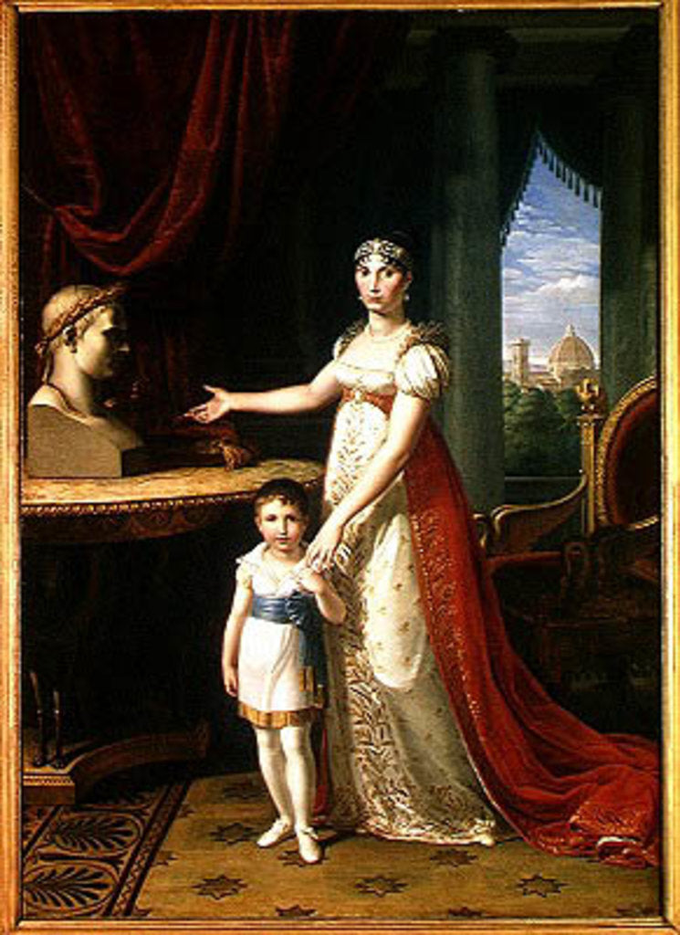 Detail of Elisa Bonaparte Grand Duchess of Tuscany and her Daughter Napoleone-Elisa by Pietro Benvenuti