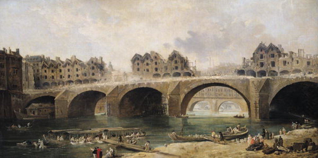Detail of Demolition of the Houses on the Notre-Dame Bridge, c.1786 by Hubert Robert