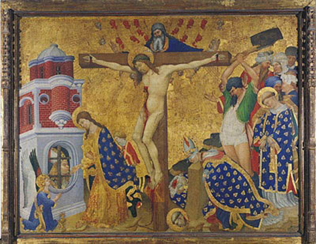 Detail of The St. Denis Altarpiece, completed in 1416 for the Church of the Chartreuse of Champnol by Henri Bellechose