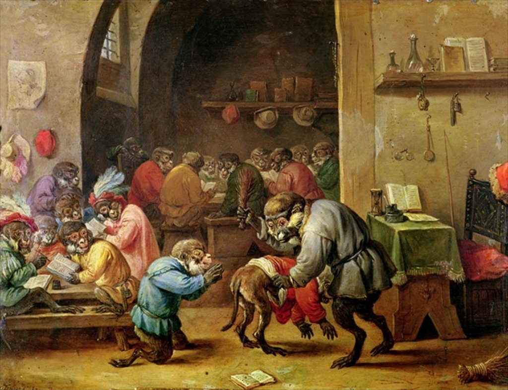 Detail of The Monkeys at School by David the Younger Teniers