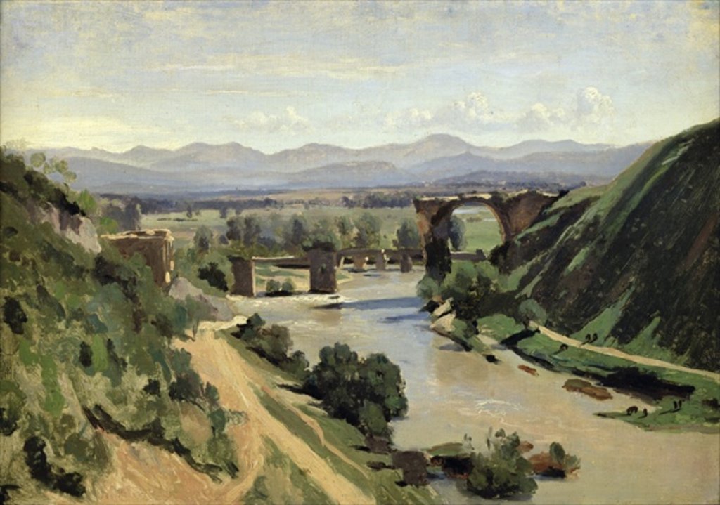 Detail of Narni, The Bridge of Augustus over the Nera by Jean Baptiste Camille Corot