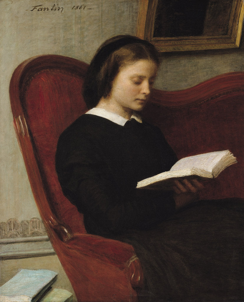 Detail of The Reader, 1861 by Ignace Henri Jean Fantin-Latour