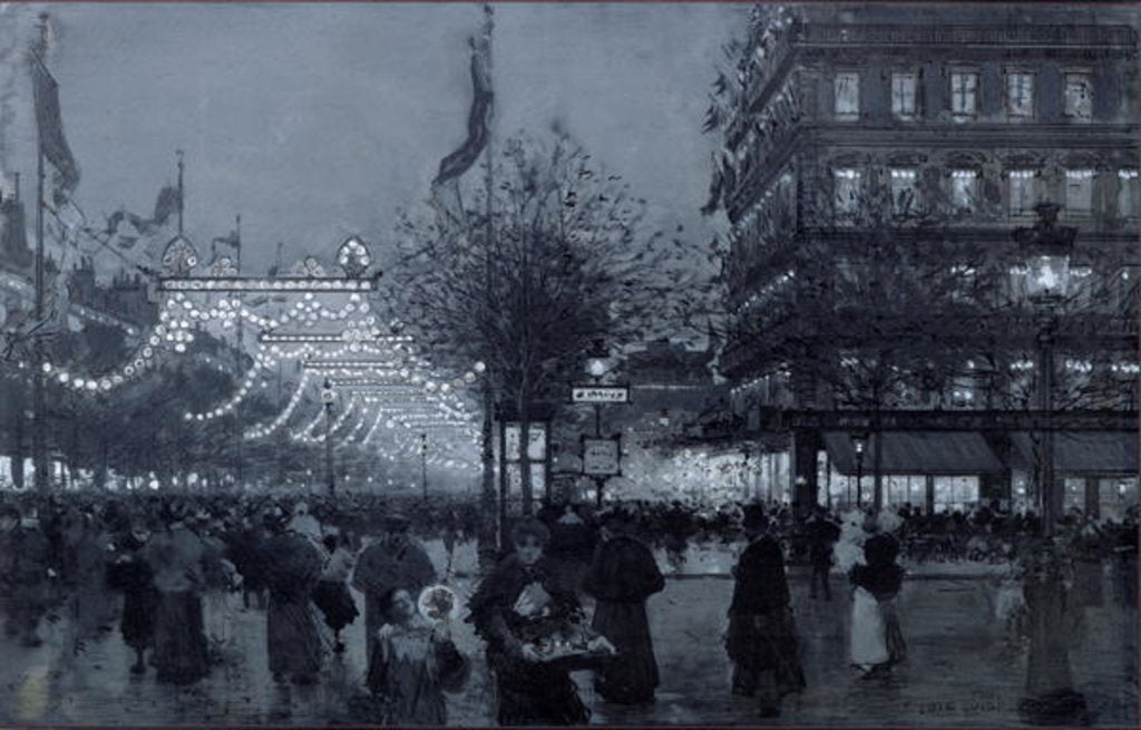 Detail of The Grands Boulevards, Paris, decorated for the Celebration of the Franco-Russian Alliance in October 1893 by Luigi Loir