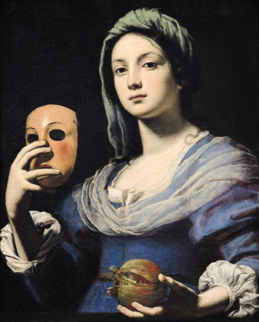 Detail of Woman with a Mask, 17th century by Lorenzo Lippi
