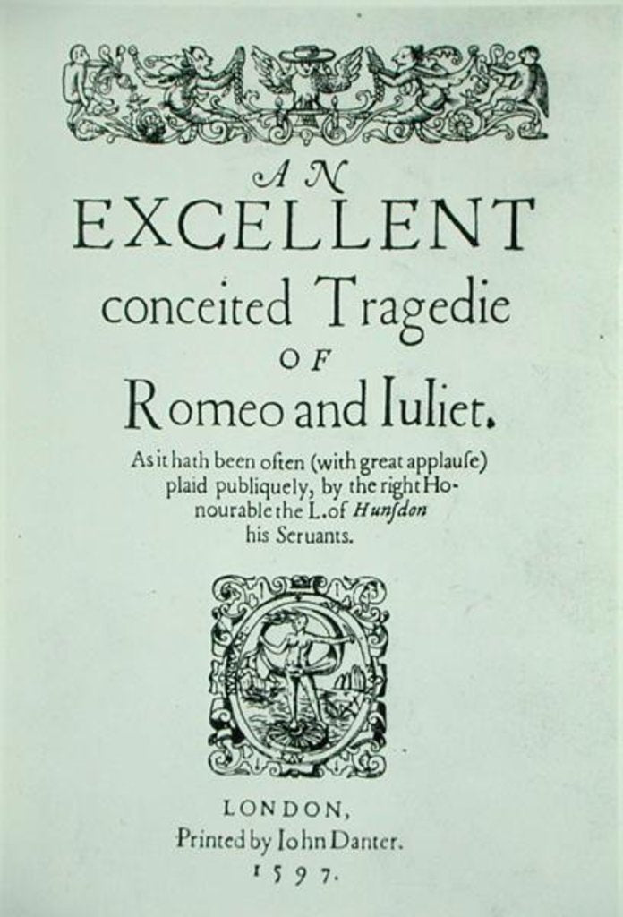 Detail of Title Page from 'Romeo and Juliet' by William Shakespeare 1597 by English School