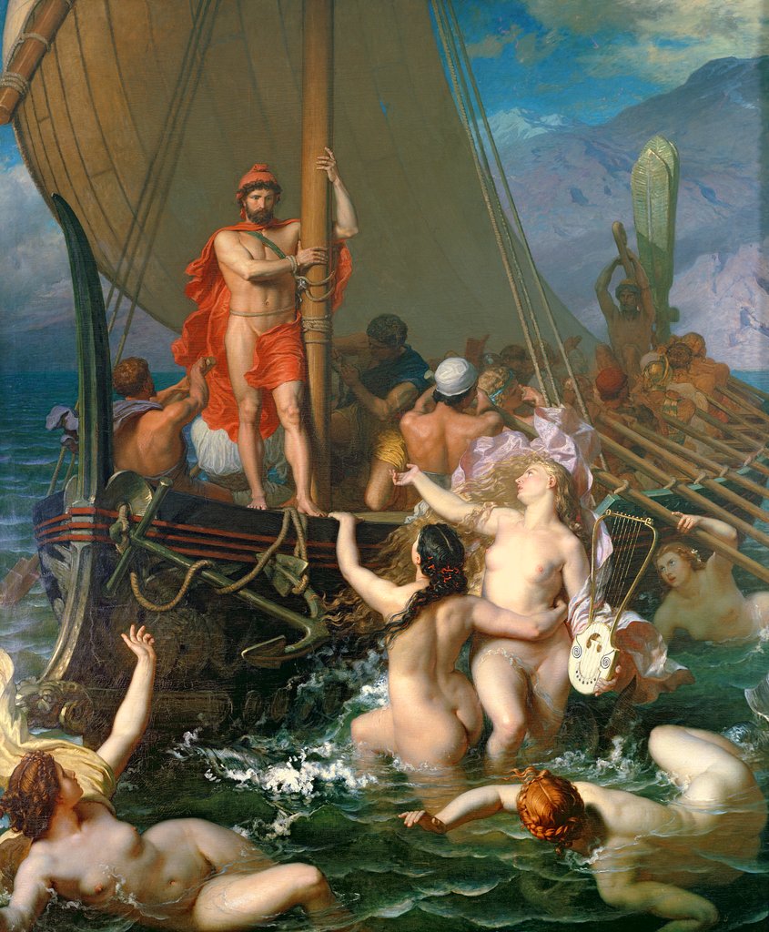 Detail of Ulysses and the Sirens by Leon-Auguste-Adolphe Belly