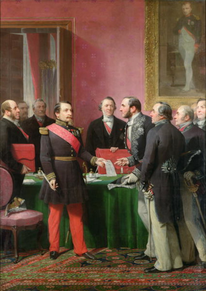 Detail of Napoleon III Hands Over The Decree allowing the Annexation of the Suburban Communes of Paris to Baron Georges Haussmann in June 1859, 1865 by Adolphe Yvon
