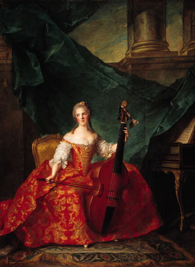 Detail of Madame Henriette de France in Court Costume Playing a Bass Viol, 1754 by Jean-Marc Nattier