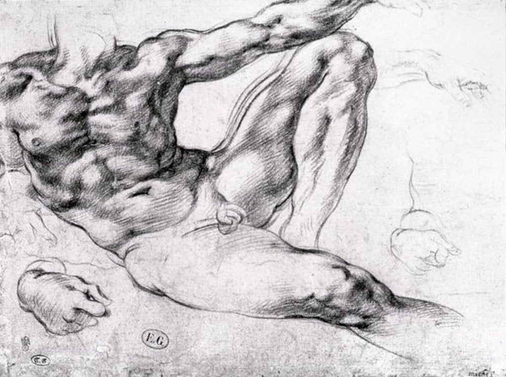 Detail of Study for the Creation of Adam by Michelangelo Buonarroti