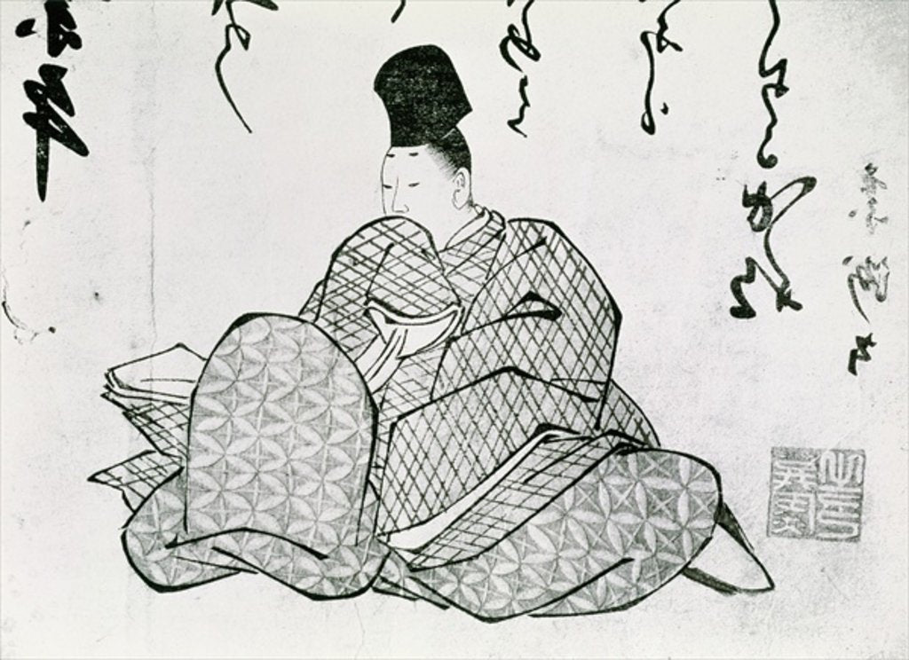 Detail of Hero of a Monogatari by Ariwara no Narimira 17th-19th century by School Japanese