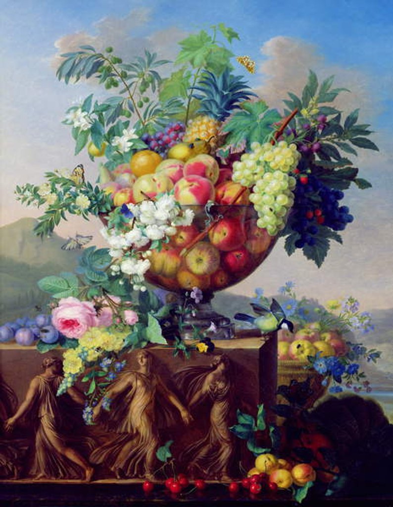 Detail of Coupe with Flowers and Fruit by Jean Francois Bony