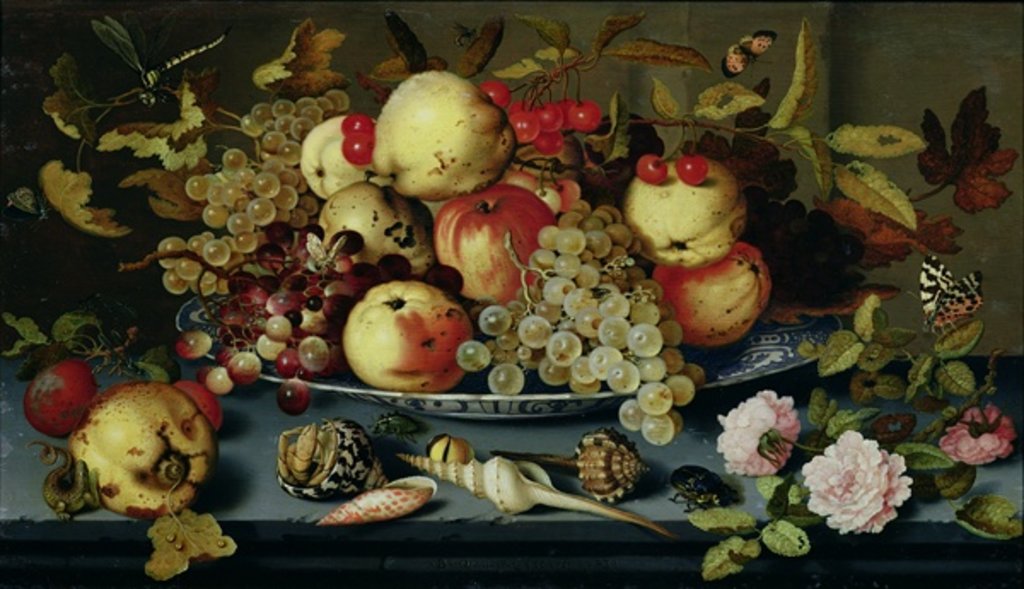 Detail of Still Life with Fruit, Flowers and Seafood by Balthasar van der Ast