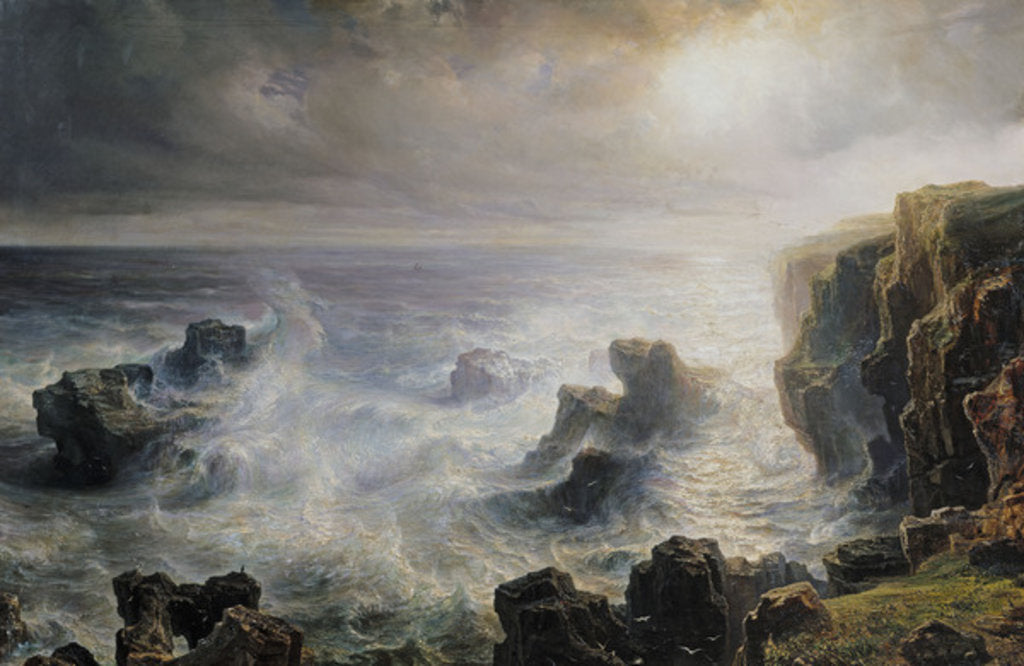Detail of Storm off the Coast of Belle-Ile by Jean Antoine Theodore Gudin