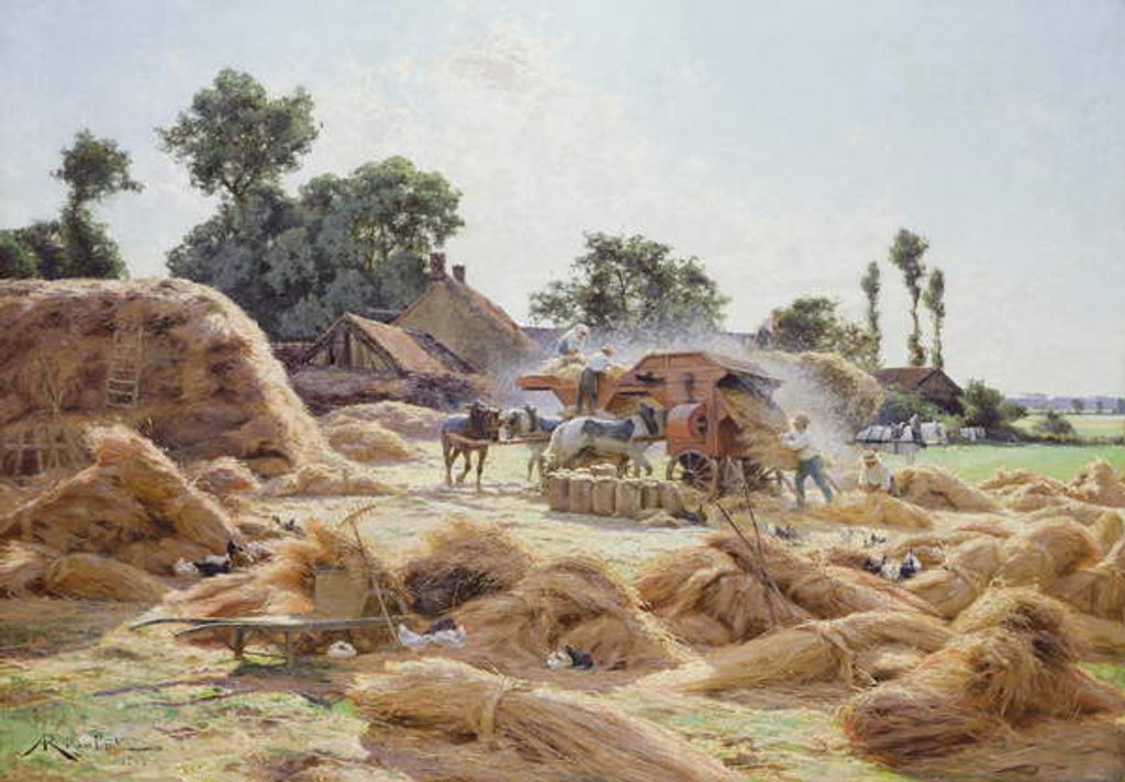 Detail of The Threshing Machine 1896 by Albert Gabriel Rigolot