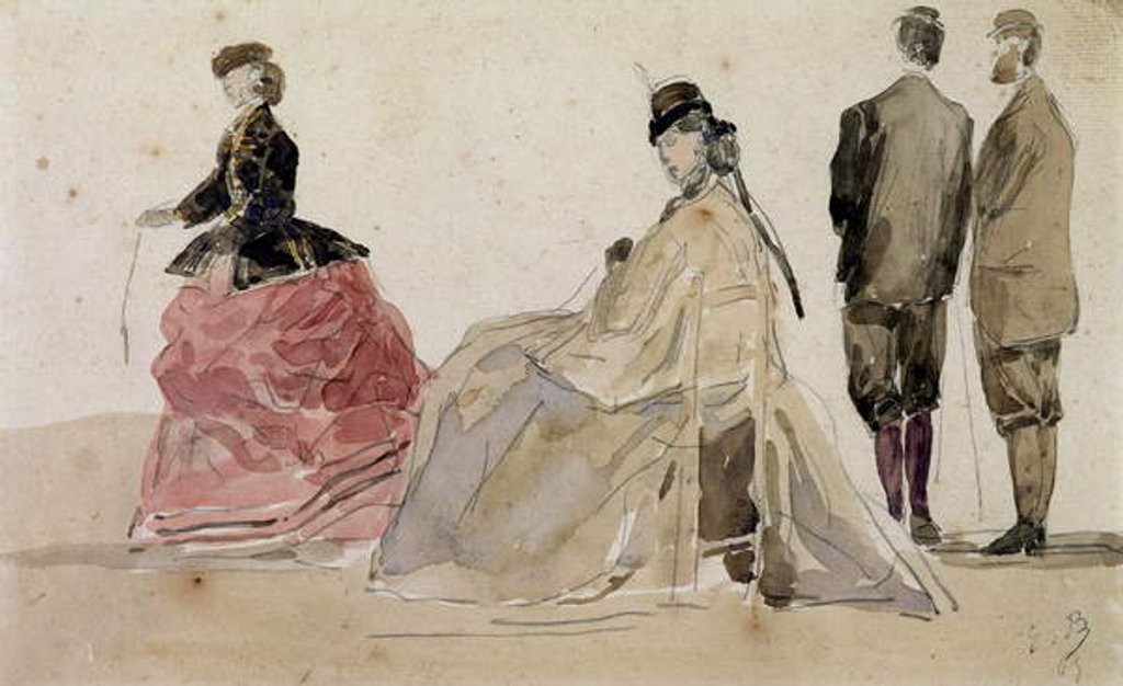 Detail of Crinolines on the Beach by Eugene Louis Boudin