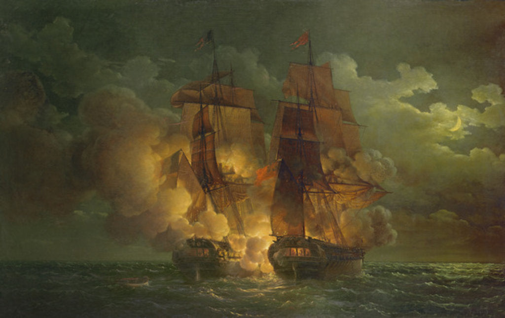 Detail of Battle Between the French Frigate 'Arethuse' and the English Frigate 'Amelia' in View of the Islands of Loz, 7th February 1813 by Louis Philippe Crepin