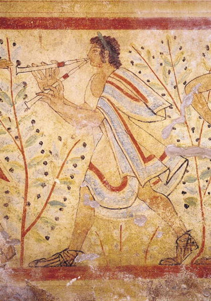 Detail of Musician playing the Pipes by Etruscan