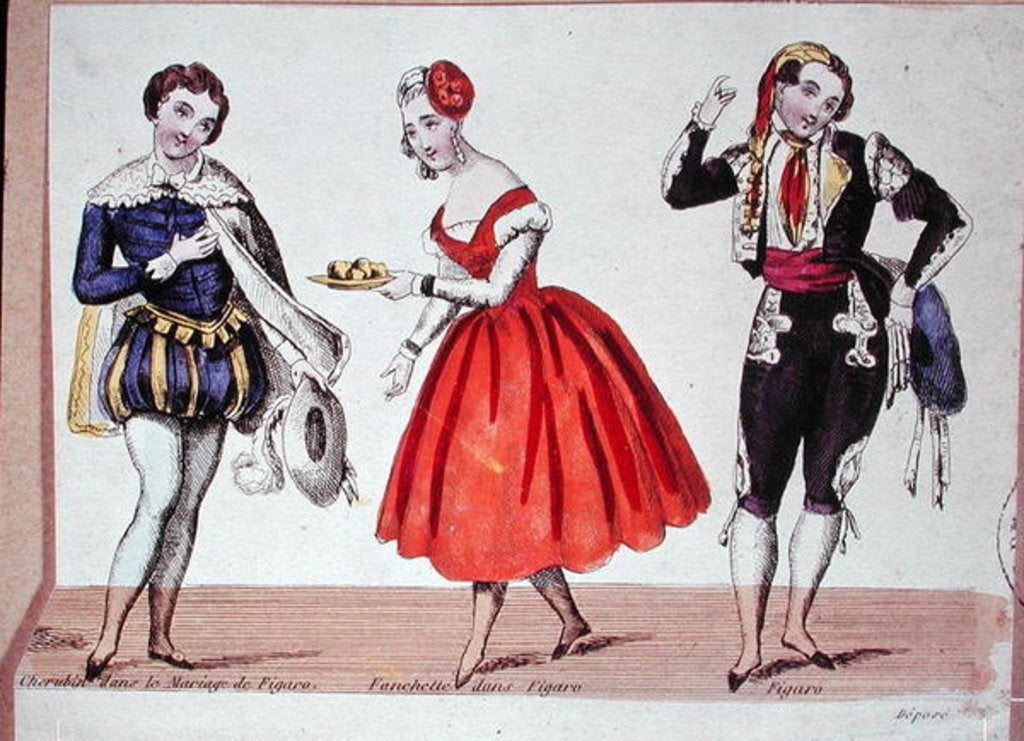 Detail of Cherubino, Fanchette and Figaro by French School