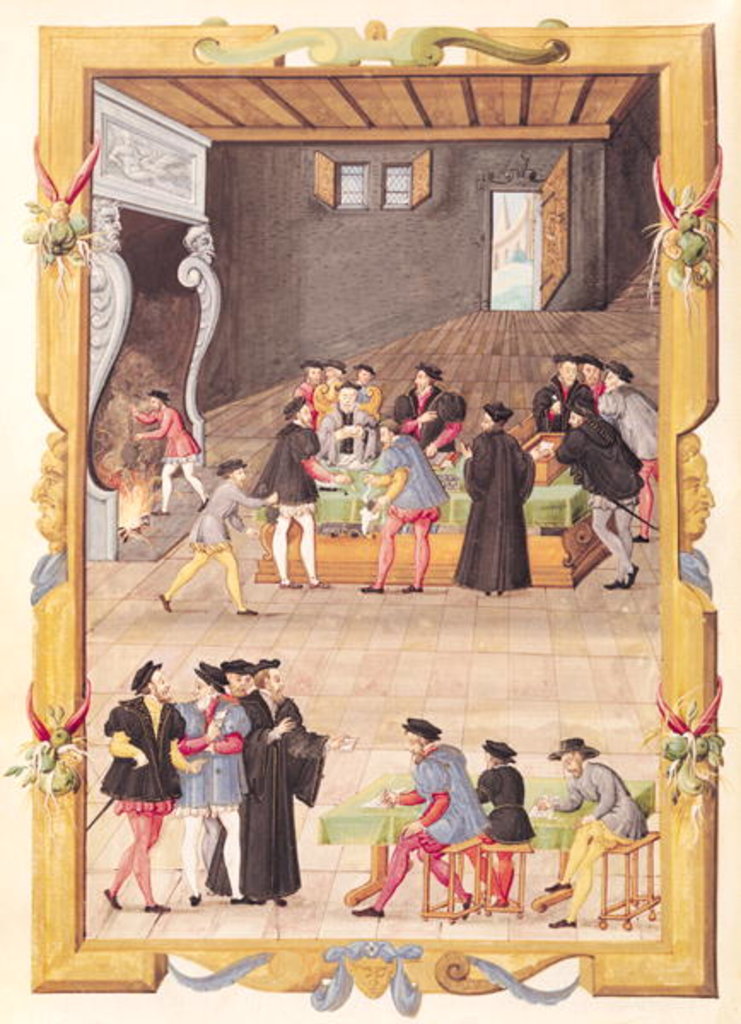 Detail of Ms 5169 f.2v The Notaries and the King's Secretaries in the Hall of the College of Notaries and King's Secretaries by French School