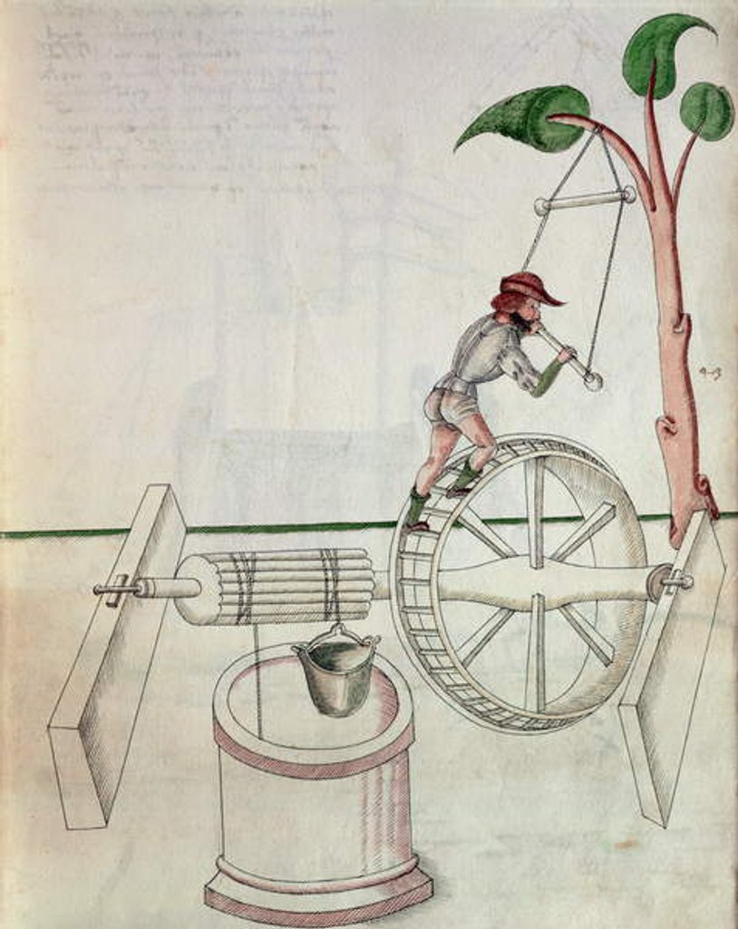 Detail of Man Putting into Motion a Wheel-Driven Well by Mariano di Jacopo