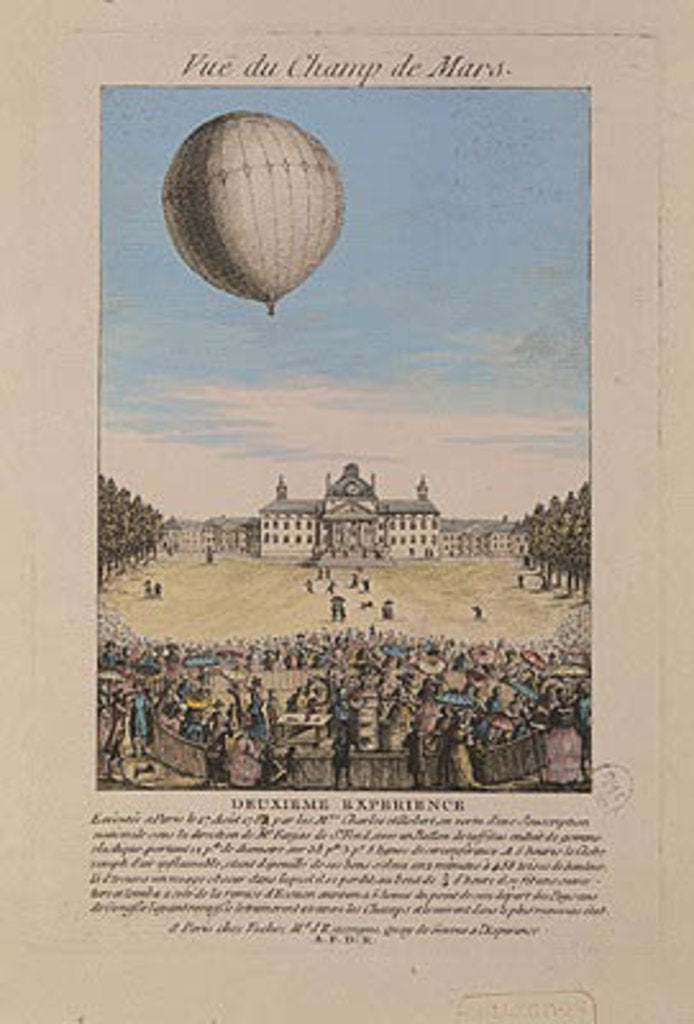 Detail of Jacques Alexandre Cesar Charles and Nicolas Louis Robert on the Champ de Mars in Paris, 27th August 1783 by French School