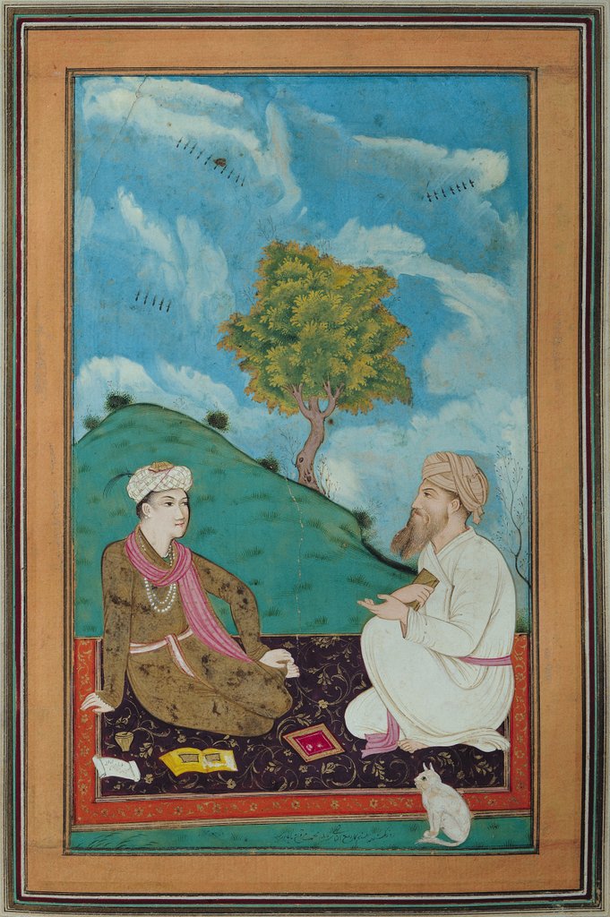 Detail of A Teacher and his Pupil, 1674 by Persian School