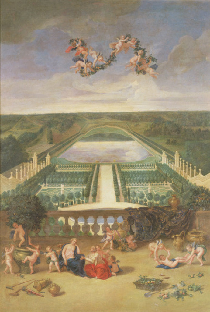 Detail of View of the Orangerie at Versailles by Jean the Younger Cotelle