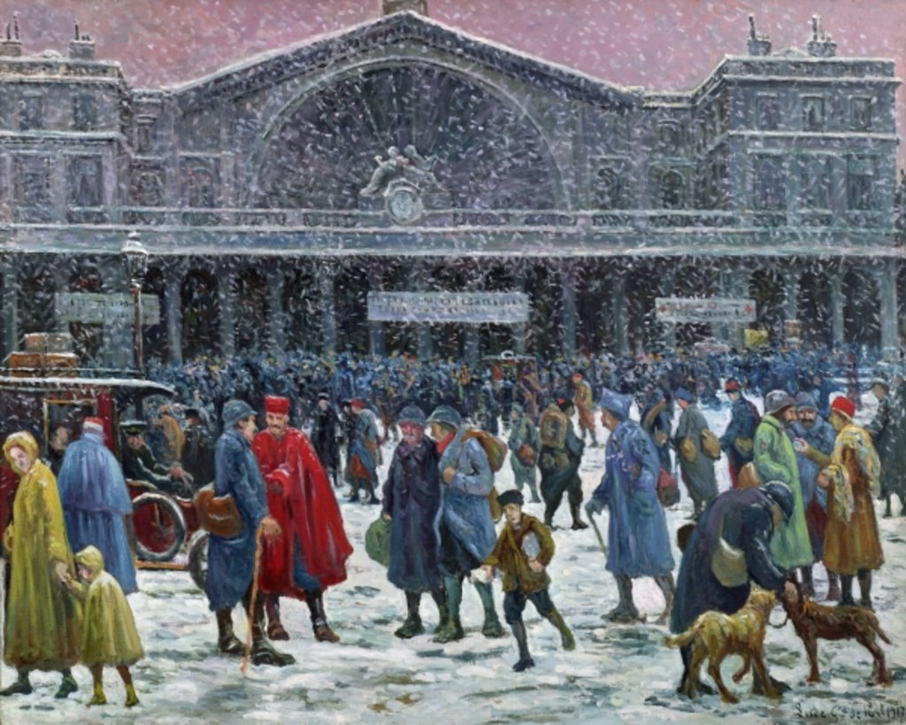 Detail of Gare de l'Est Under Snow, 1917 by Maximilien Luce