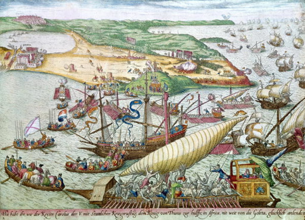 Detail of The Siege of Tunis or La Goulette by Charles V in 1535 by Franz Hogenberg