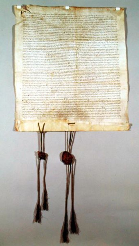 Detail of Charte de Franchise de la Ville de Vaucouleurs, granted by Gauthier de Joinville, confirmed by his uncle, Jean de Joinville, September 1298 by French School
