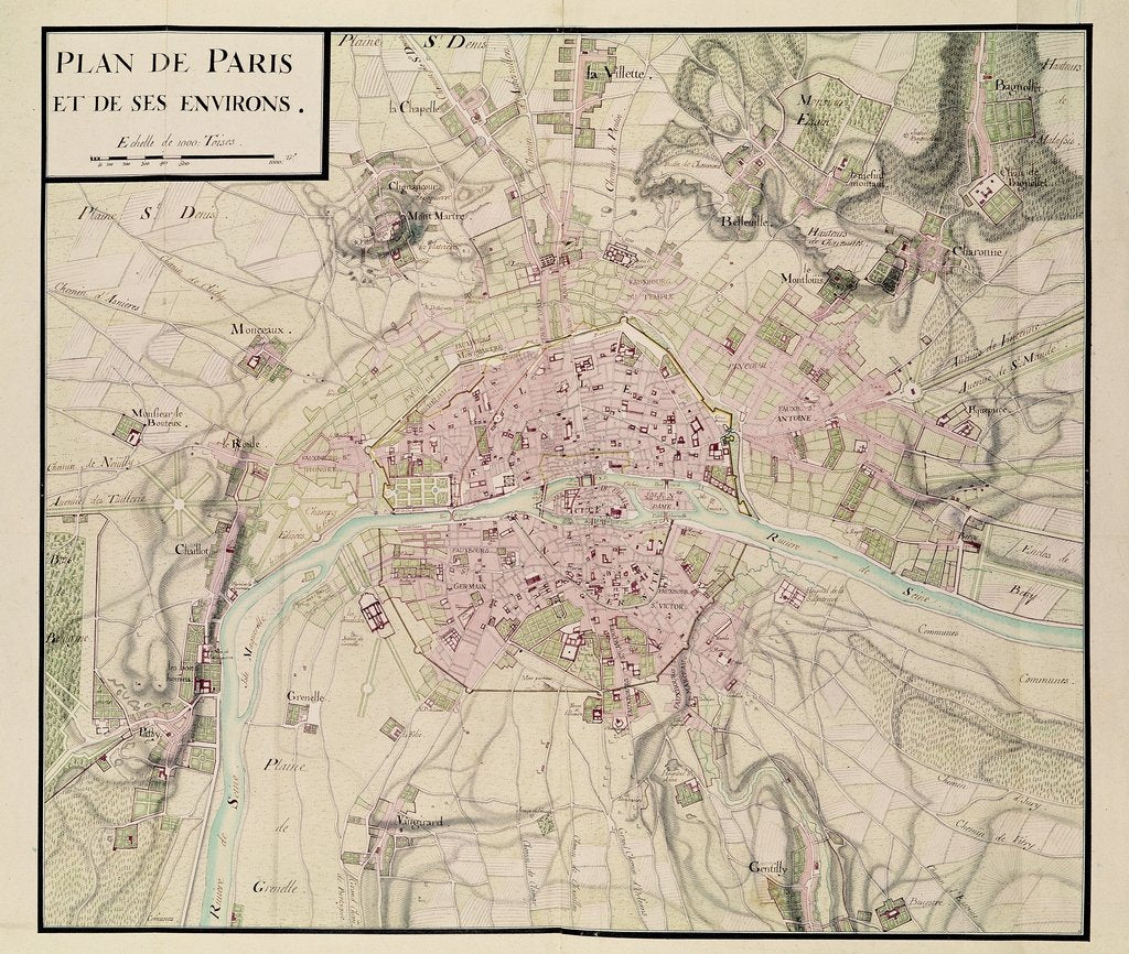 Detail of Map of Paris and its Surroundings by Sebastien Le Prestre de Vauban