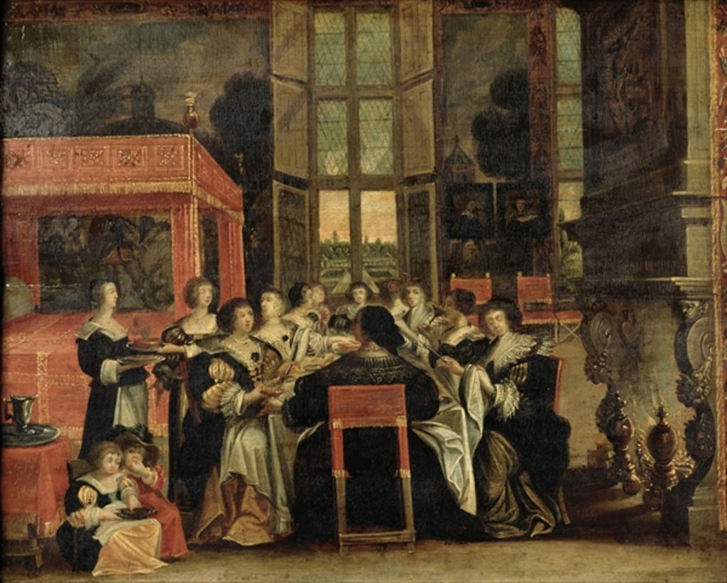 Detail of A Conversation Between Women, also said Women at lunch by Abraham Bosse