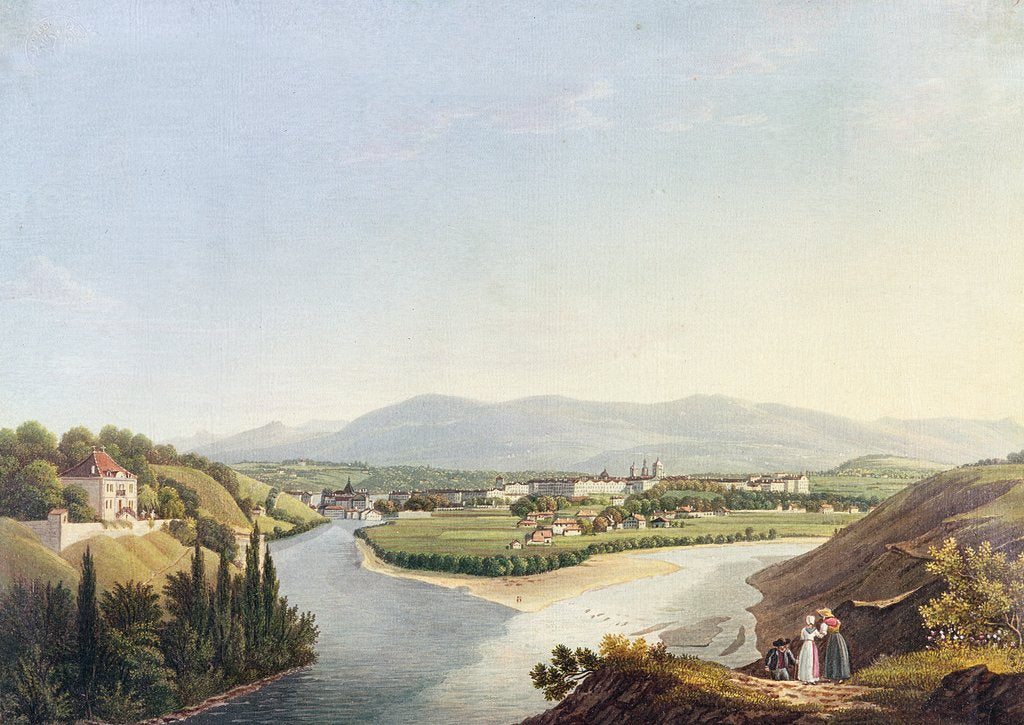 Detail of View of Geneva from the Confluence of the Rhone and the Arve by Jean Dubois (after)