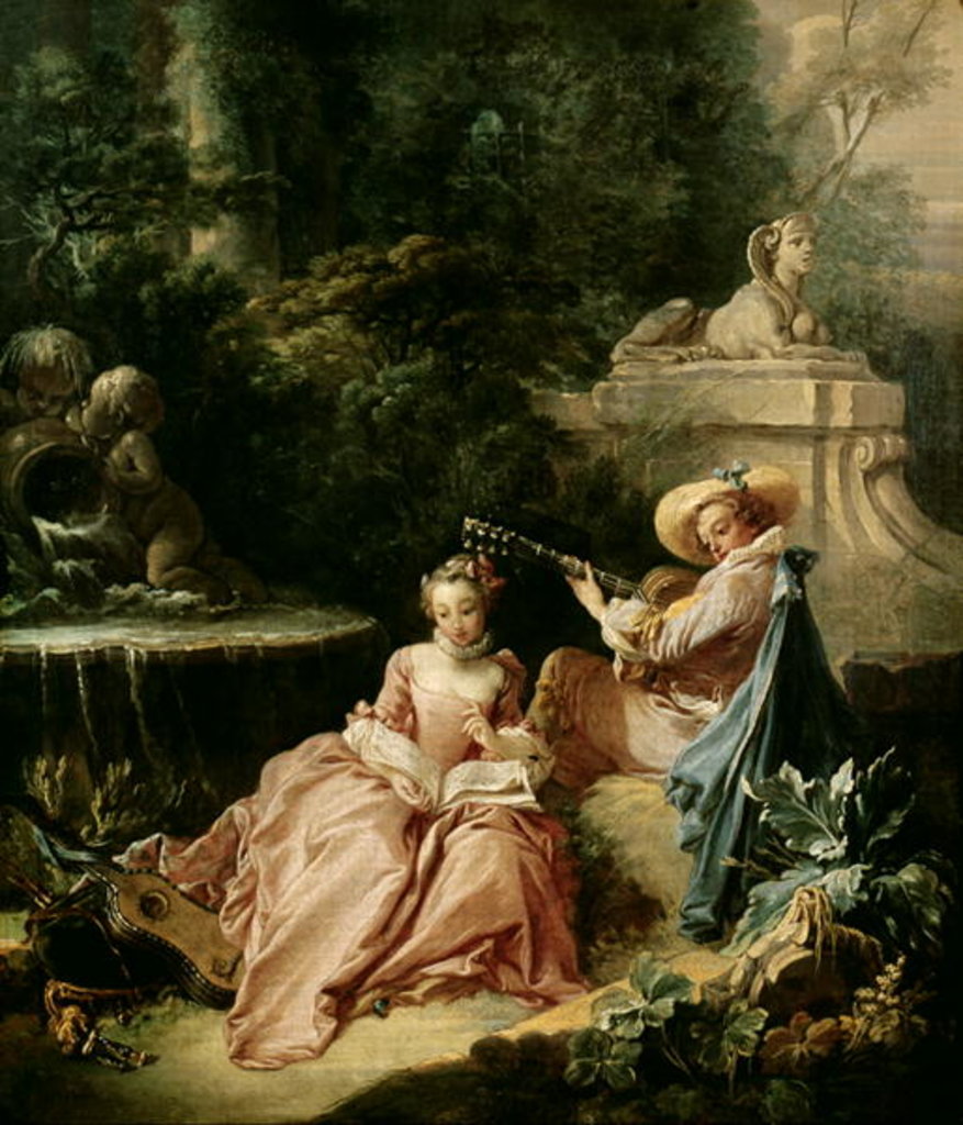 Detail of The Music Lesson, 1749 by Francois (attr. to) Boucher