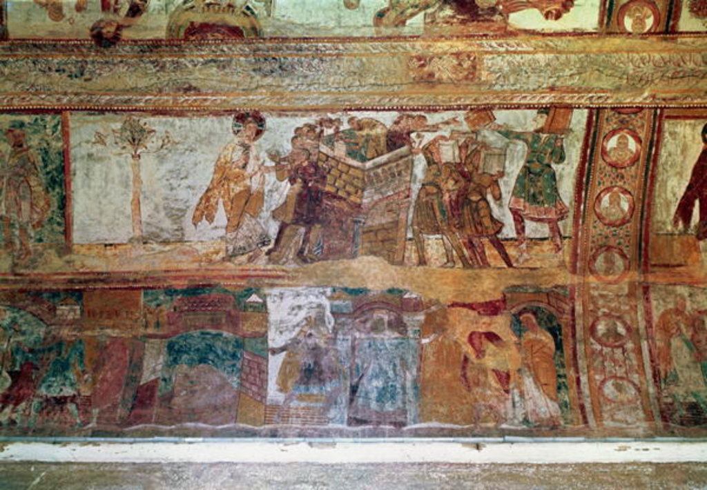 Detail of The Construction of the Tower of Babel; The Meeting of Joseph and Potiphar's Wife, and Joseph Being Thrown into Prison by French School