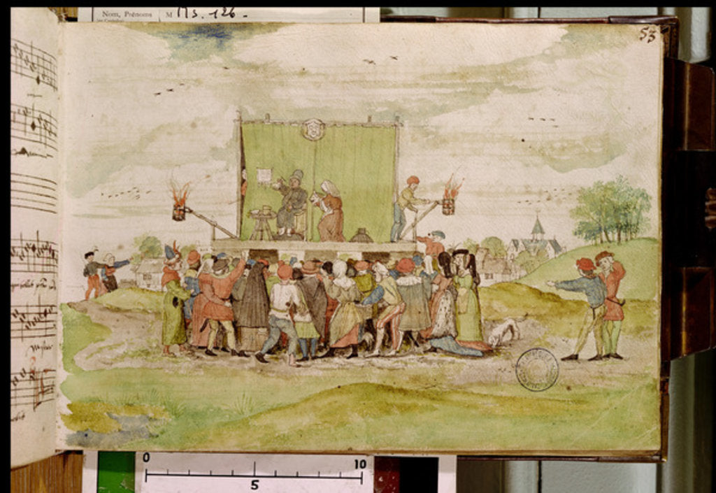 Detail of Ms 126 f.53r Quack doctor tapping urine for his diagnosis by French School