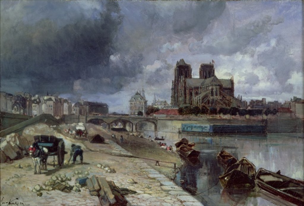 Detail of Notre-Dame from the Quai de la Tournelle, 1852 by Johan-Barthold Jongkind