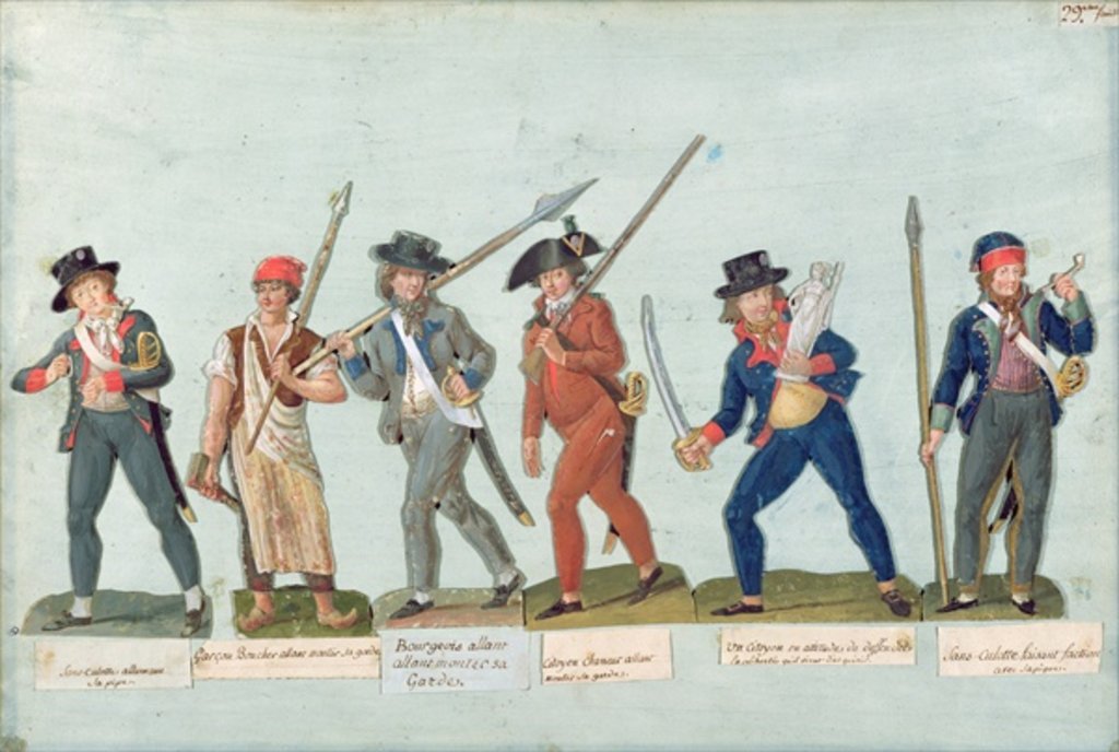 Detail of Sans Culotte Lighting his Pipe, Young Butcher, Bourgeois Going to Guard, Huntsman, Citizen Defending his Liberty, Sans Culotte Keeping Guard by Lesueur Brothers