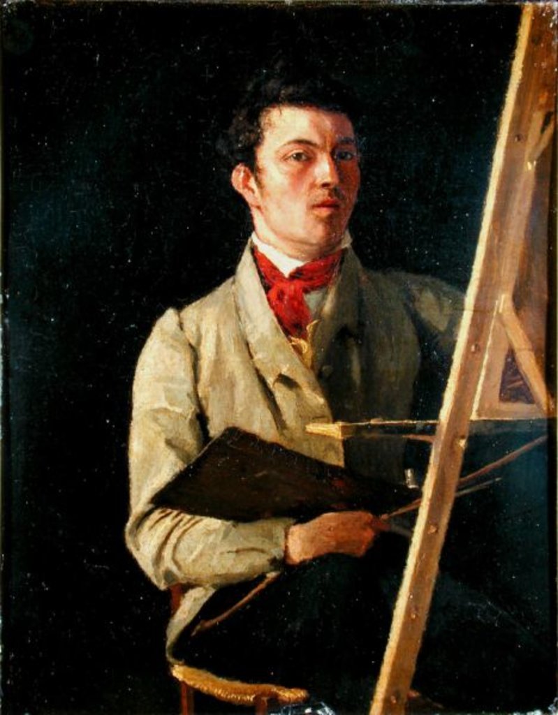 Detail of Self Portrait, Sitting next to an Easel, 1825 by Jean Baptiste Camille Corot