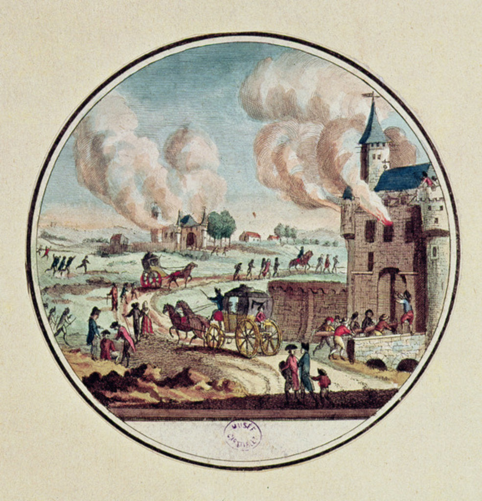 Detail of The Pillage and Destruction of Chateaux and the Emigration of Princes and Courtiers in July 1789 by French School